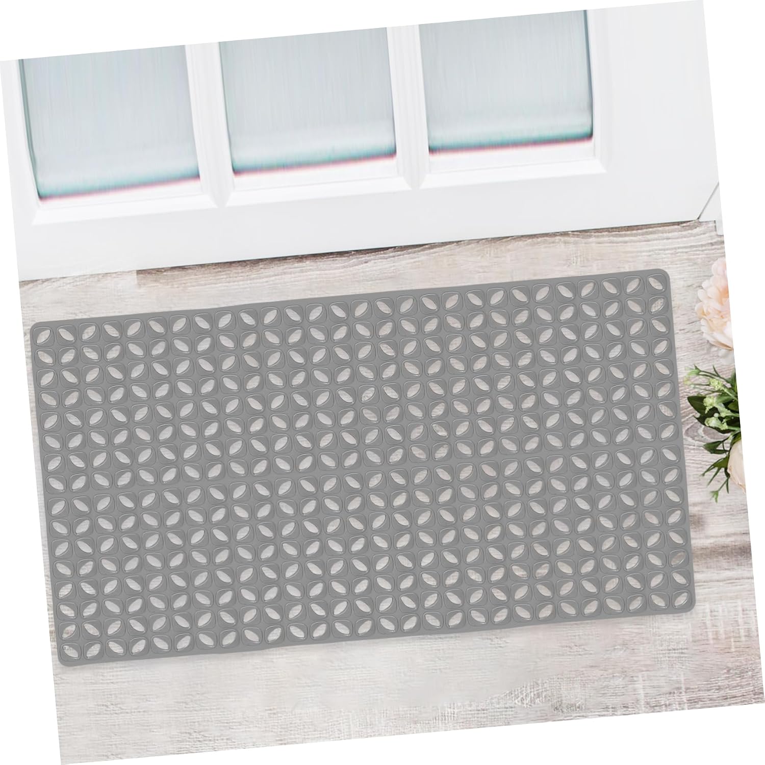 Anti-Skid Bathroom Mat with Suction Cups Shower Pad for Bathtub Comfortable Nonslip Floor Mat for Safe Use Wet Areas TPE Material Grey