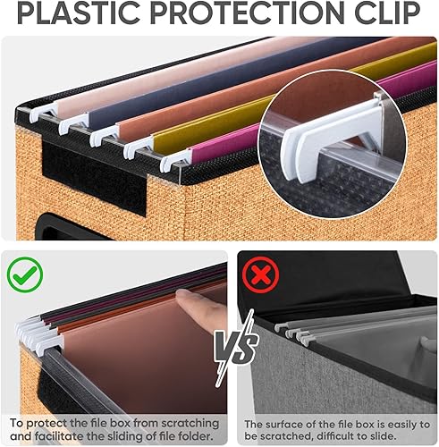 Miniatura 50 de BALEINE - Caja organizadora de archivos con tapa, organizador de carpetas plegable con riel de plástico, caja para carpetas colgantes para Gris