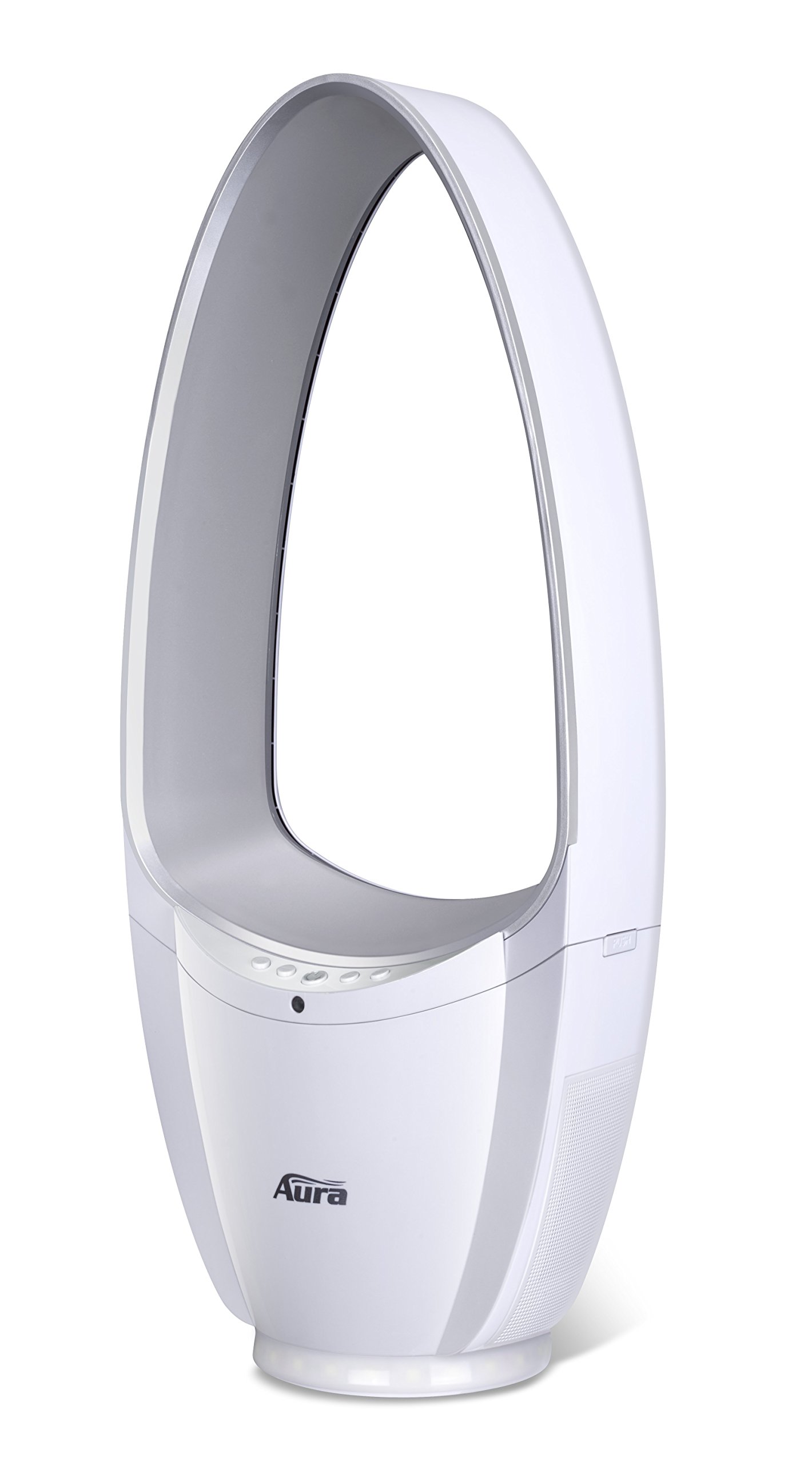 Aura Bladeless Fan, Oscillating Fan, With Decorative LED Light & Remote Control (Silver)