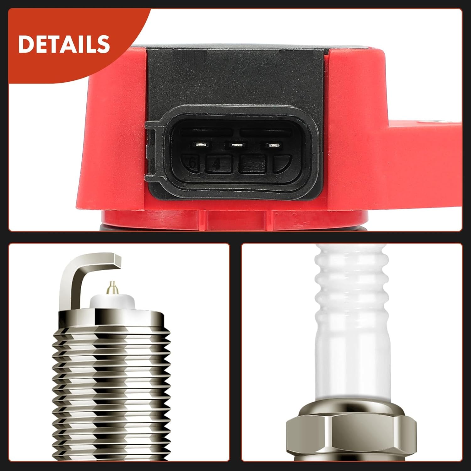 A-Premium (Red) Set of 12 Ignition Coil Pack and Iridium Spark Plugs Compatible with Honda Pilot 2005-2008, Ridgeline 2006-2008 & Acura MDX 2003-2006 & Saturn Vue 2004-2007, 3.5L, # 30520PDKA01