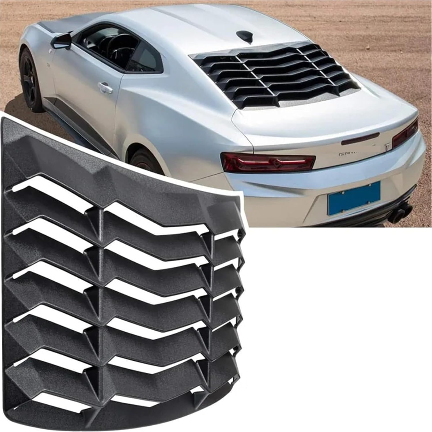 Matte Black Rear Window Louvers Cover Will Perfectly Fit Compatible with 2010-2015 Chevy Chevrolet Camaro. (All Except Convertible.)