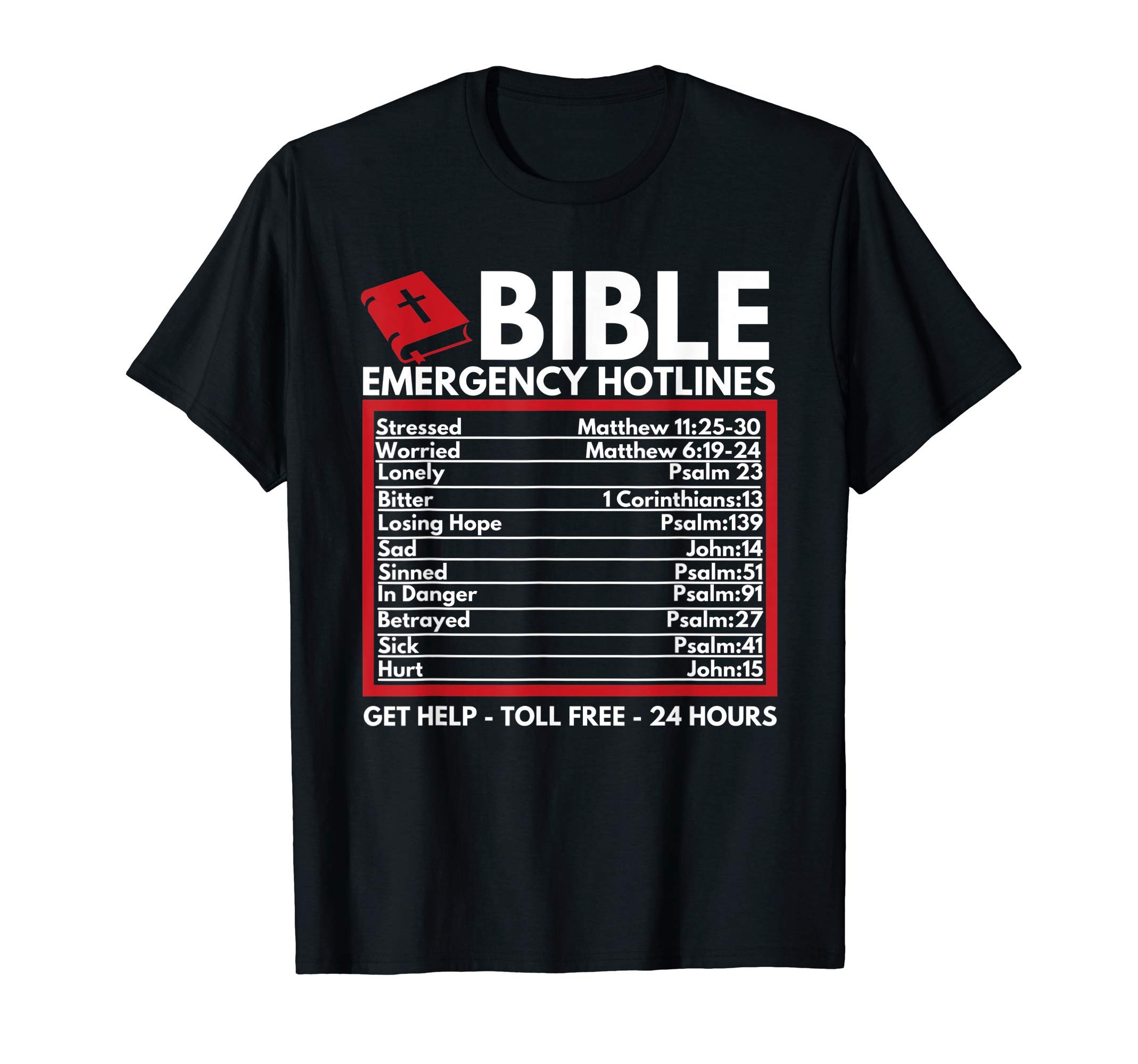 Bible & Christian ShirtsBible Emergency Numbers - Funny Christian Bible & Jesus T-ShirtOEKO-TEX STANDARD 100