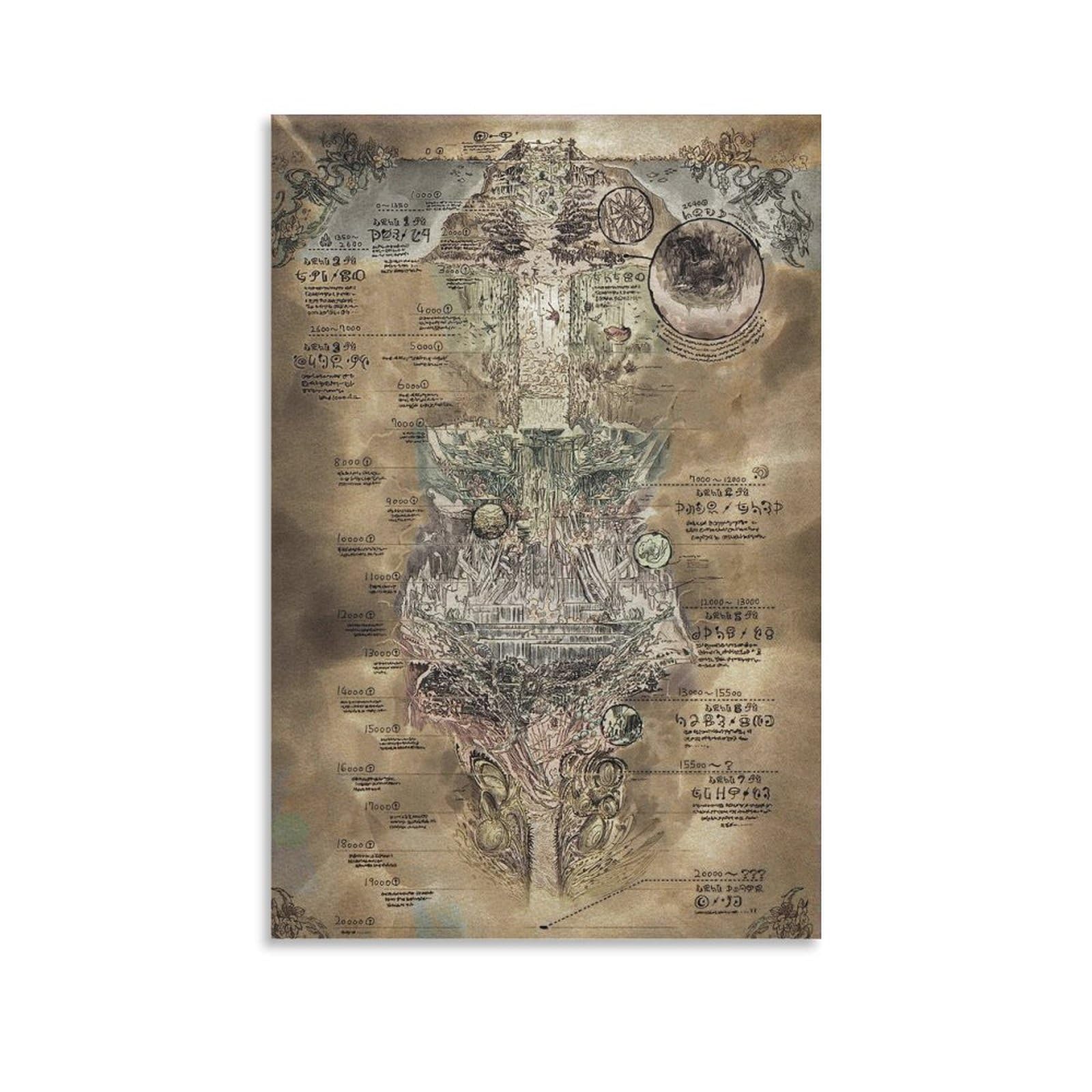 Amazon.co.jp: メイドインアビス 地図アートポスター キャンバス