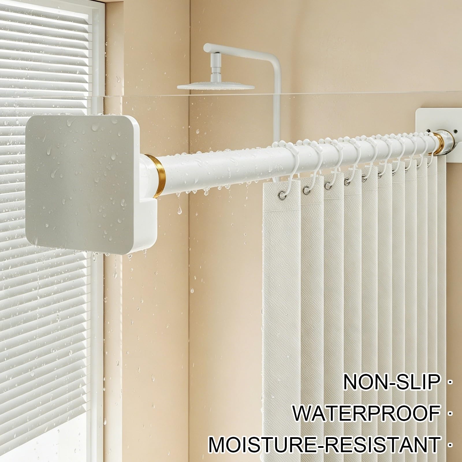 Teleskop Klemmstange Duschvorhang 60 bis 420 cm, Verstellbar | Duschstange Ohne Bohren mit Halterung für Küche, Schlafzimmer, Fenster und Büro(Gray,60-90cm/24-36in)