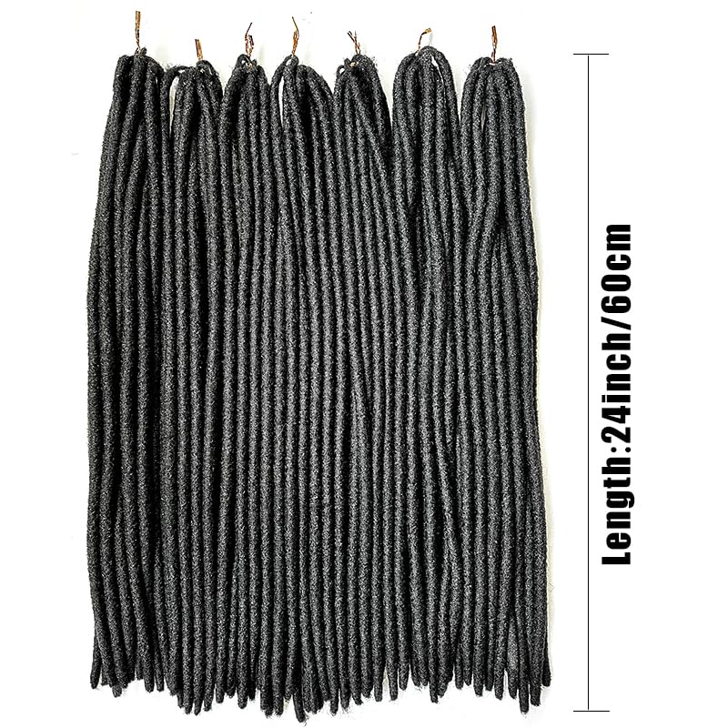 Supernova Hair 7 Pcs/pack Goddess Gypsy Locs Crochet Hair 24Inch Pre Looped Soft Faux Locs Dreadlock Crochet Braids Hair Extensions Synthetic Hair (24inch, Pack of 7 Pcs)