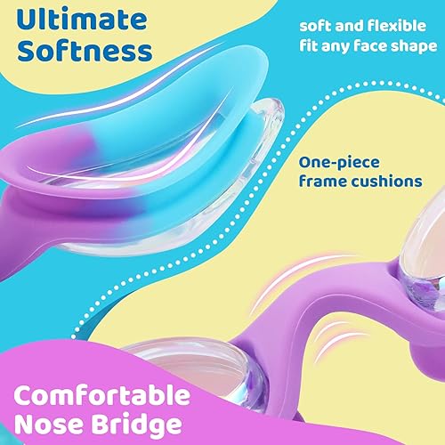 Miniatura 7 de Vvinca Kids Swim Goggles with Bungee Strap No Leaking Anti Fog Toddler Goggles with Quick Adjust Ages 3-14