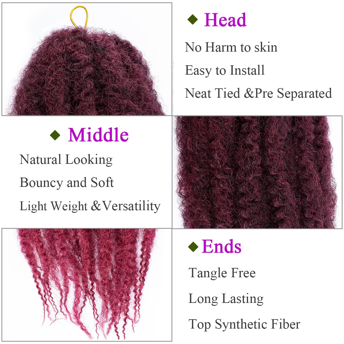 Kachanaa 24 Inch Pre Fluffed Marley Twists Hair for Braiding 8 Packs Afro Kinky Curly Hair Extensions for Senagalese Twist and Jumbo Twist/TBUG# - Image 4
