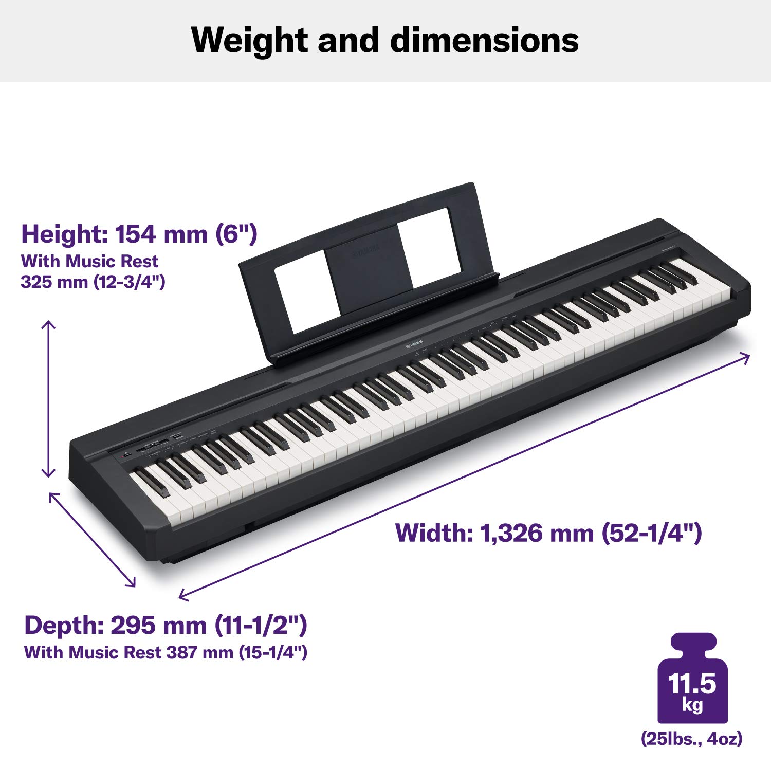Yamaha P45B Digital Piano with 88 Weighted Keys, GHS Keyboard