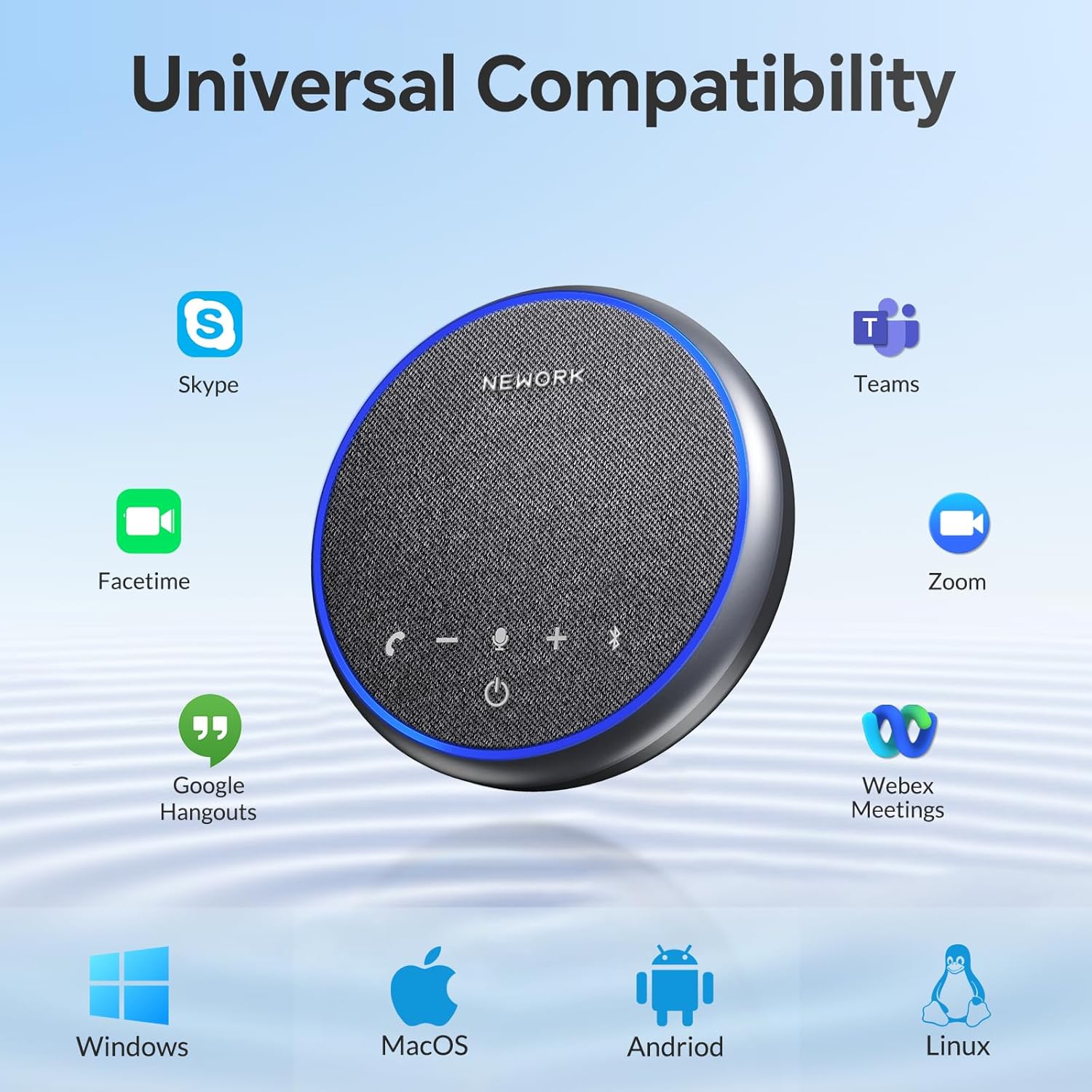 AI Conference Speakerphone – 3 AI Mics, 360° Clear Voice, Noise Reduction, 12H Battery, Bluetooth & USB-C, Perfect for Home & Office Meetings - Image 6
