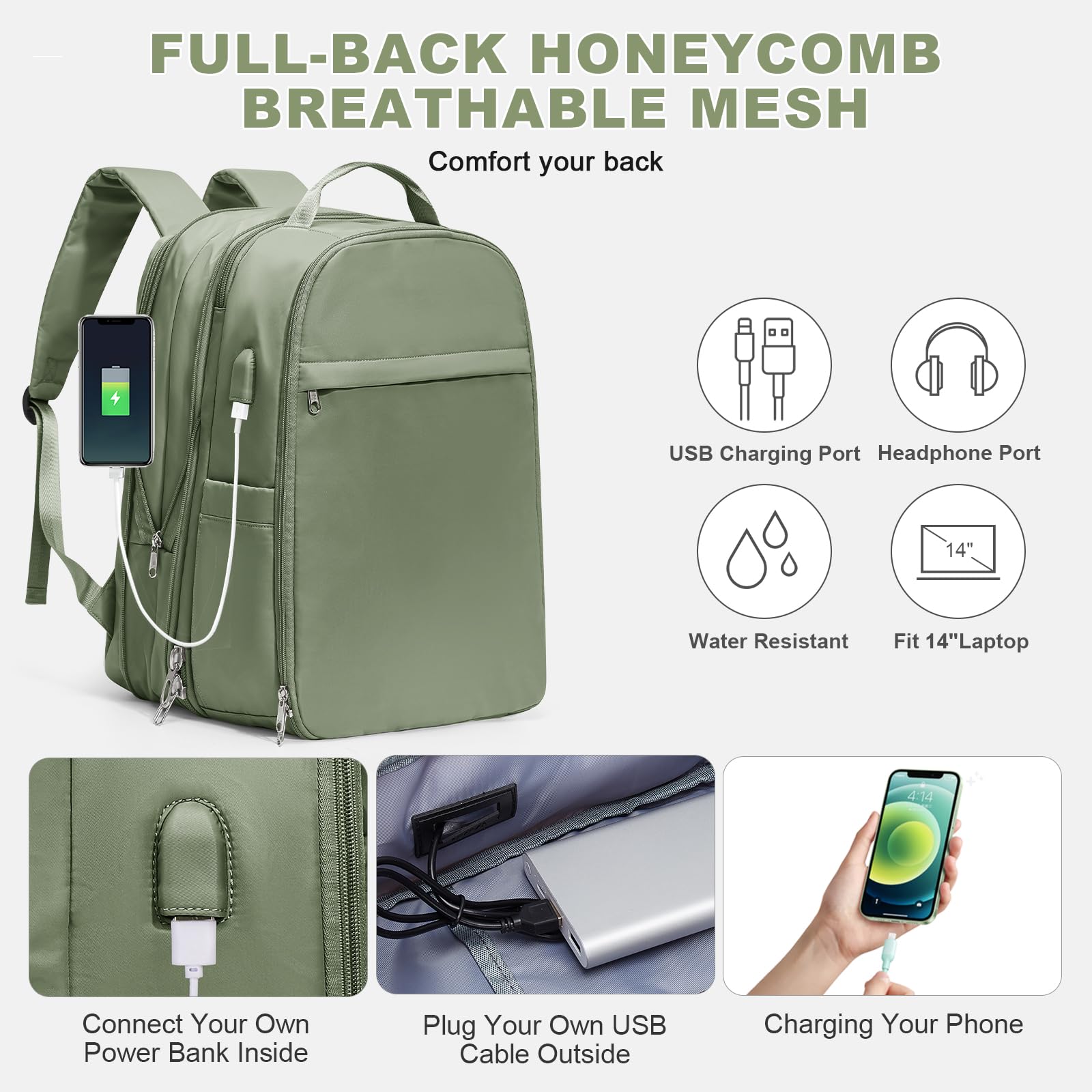 SZLX Borse da Viaggio 45x36x20 Zaino Easyjet Donna Zaino Ryanair 40x20x25 Bagaglio a Mano Zaino impermeabile uomo trekking, Borsa da Viaggio Cabina aereo Zaino per Laptop con Porta di ricarica USB