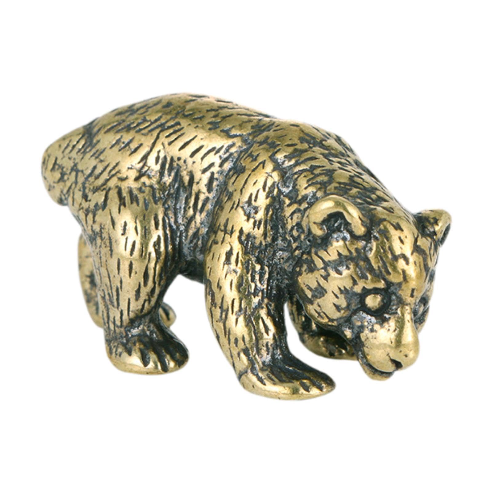 Ours en laiton aux détails gravés, sculpture animalière de collection