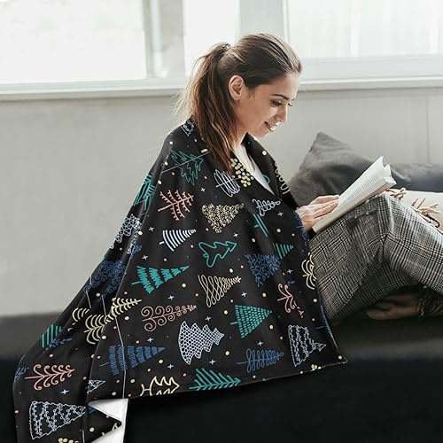 Miniatura 6 de Christmas Tree Black Soft Throw Blanket, Flannel Spring Flannel Fleece Blanket Adults Kids Sofa Throws 60x90 Inches