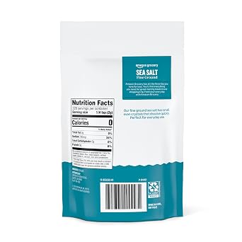 Amazon Grocery, Sea Salt, Fine Ground, 16 Oz (Pack of 4)