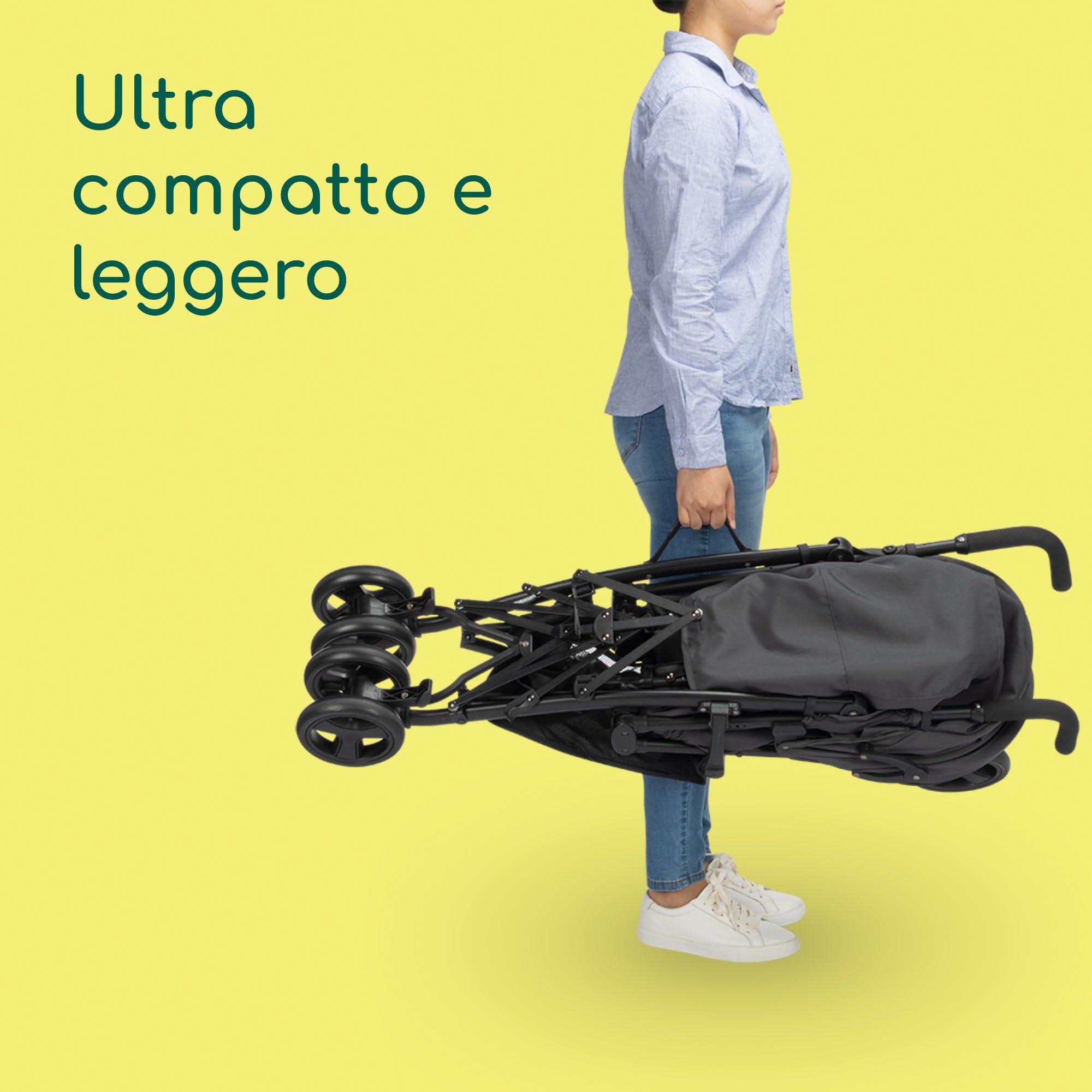 Bebeconfort Dusk, Passeggino Neonato 0-4 anni (22 kg), Passeggino Leggero (7,9 kg), Passeggino da Viaggio Compatto Chiusura Ombrello, Reclinabile, Morbidi Tessuti Imbottiti, Mineral Graphite