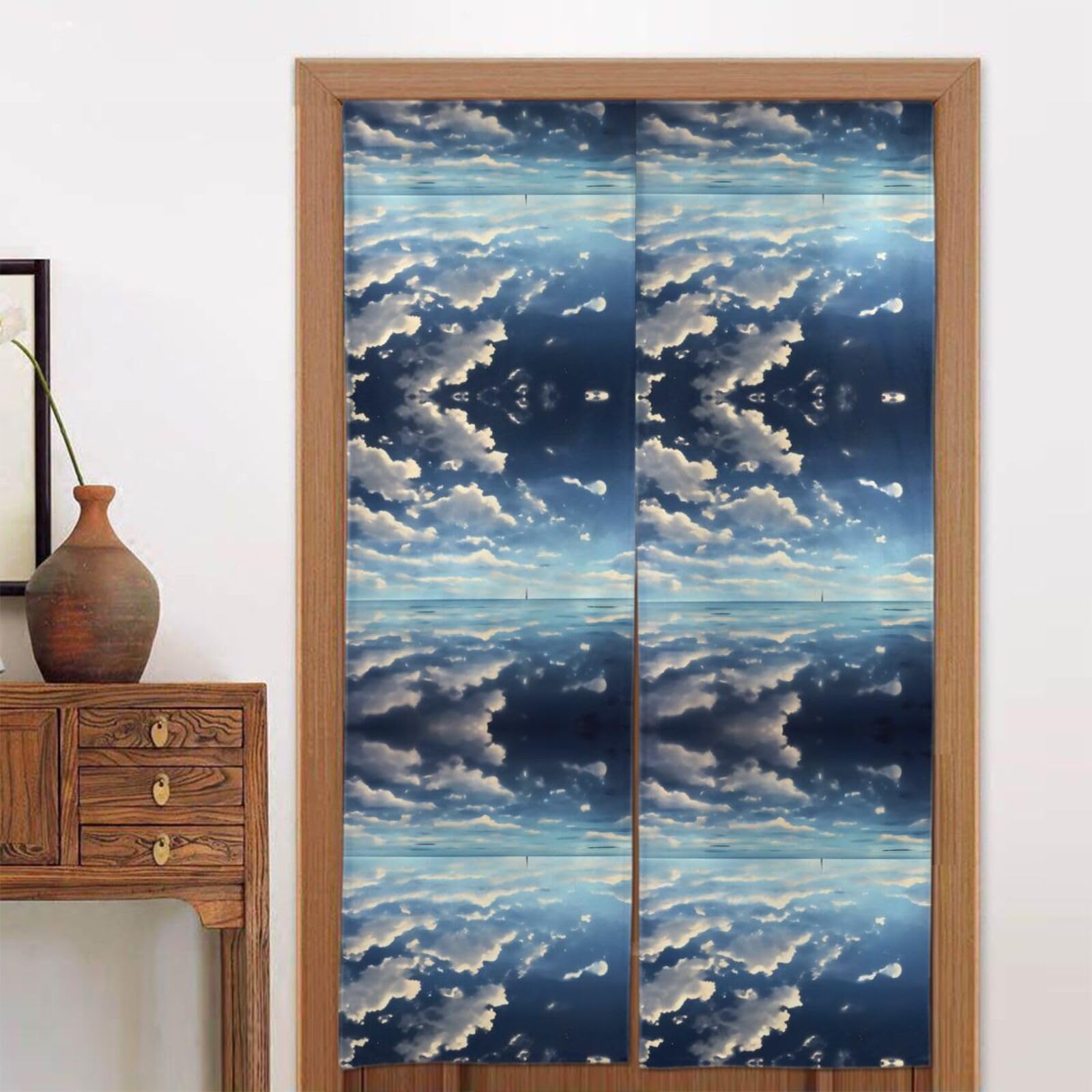 CNTDBU White clouds over the sea Door Curtain 34x56 Inch-Room Divider Panel for Privacy, Entryway Screen for Kitchen Bedroom