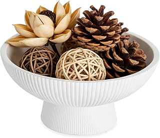 NUPTIO 8 Inch Decorative Resin Bowl - Ribbed Edge Centerpiece for Coffee Table, Fruit Bowl, Key Tray & Entryway Home Decor