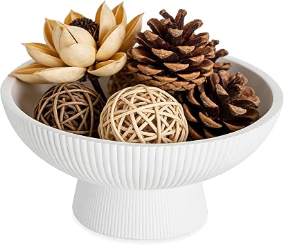 NUPTIO Decorative Bowl for Home Decor 8" Centerpiece for Living Room Coffee Table Fruit Bowls for Kitchen Counter Resin Pedestal Key Tray for Entryway