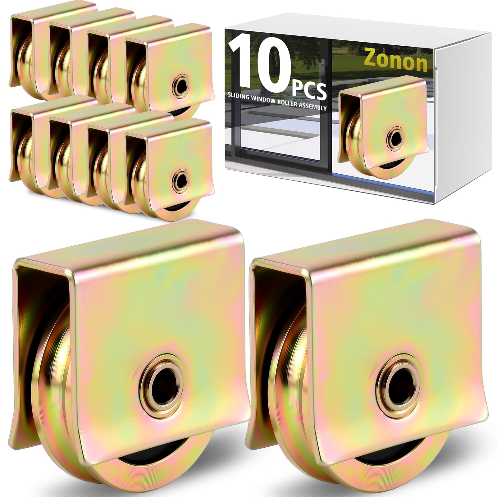 Photo 1 of 10 Pcs Zonon Sliding Door Roller Replacement with 9/16 Inch Wheel,Gold