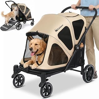 Linvivon Medium Dogs Stroller With Ramp