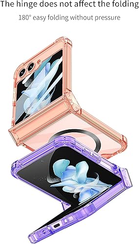 Miniatura 9 de Funda magnética integrada con protector de pantalla para Samsung Galaxy Z Flip 5 4, compatible con MagSafe, protección de bisagra completa, cubierta
