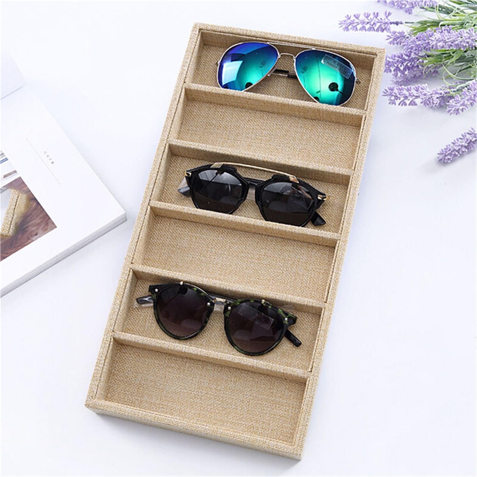 Caja expositora de gafas sol, accesorios embalaje, organizador joyería, caja almacenamiento for, 3 uds., 6 rejillas Para Gafas Joyería Reloj