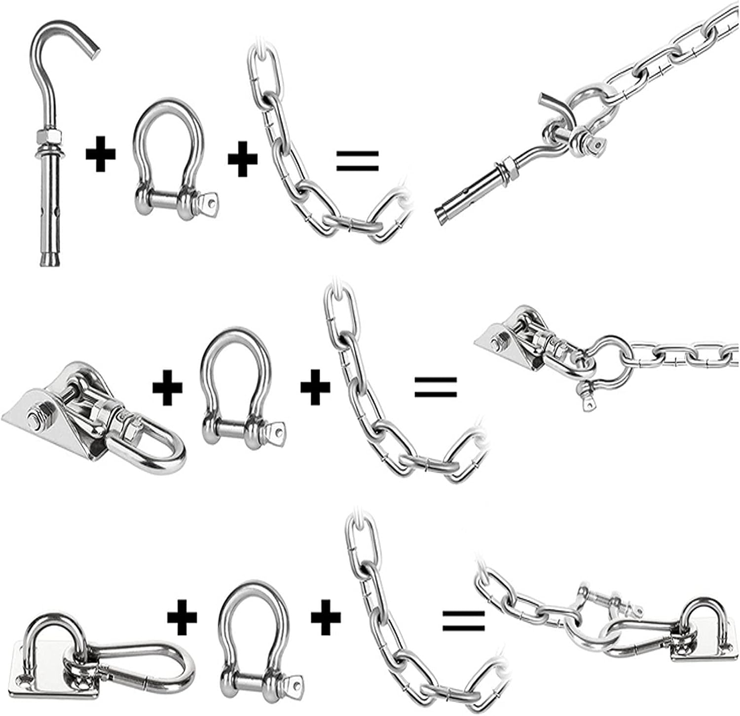 1/4 Inch Screw Pin Anchor Shackle 20pcs, Stainless Bow Shape Clamp | For Chains Wirerope Lifting Paracord Outdoor Camping Survival