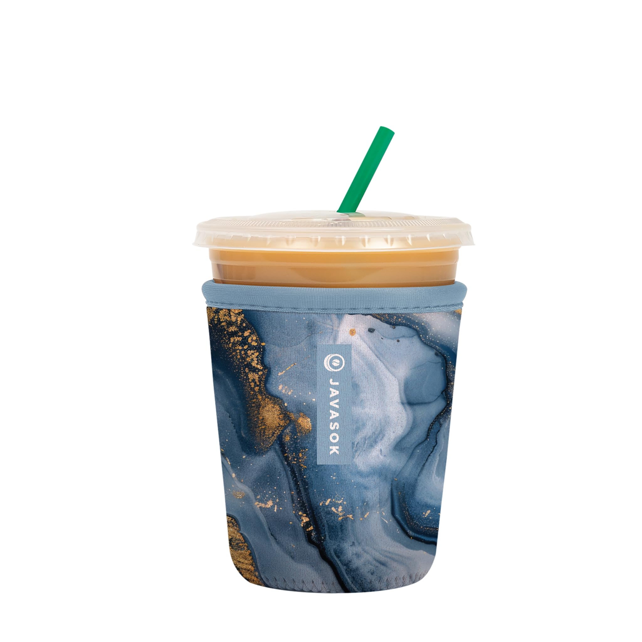 Sok It JavaSok Iced Coffee &amp; Cold Soda Insulated Neoprene Cup Sleeve (Sapphire Drift, Small: 16-20oz)