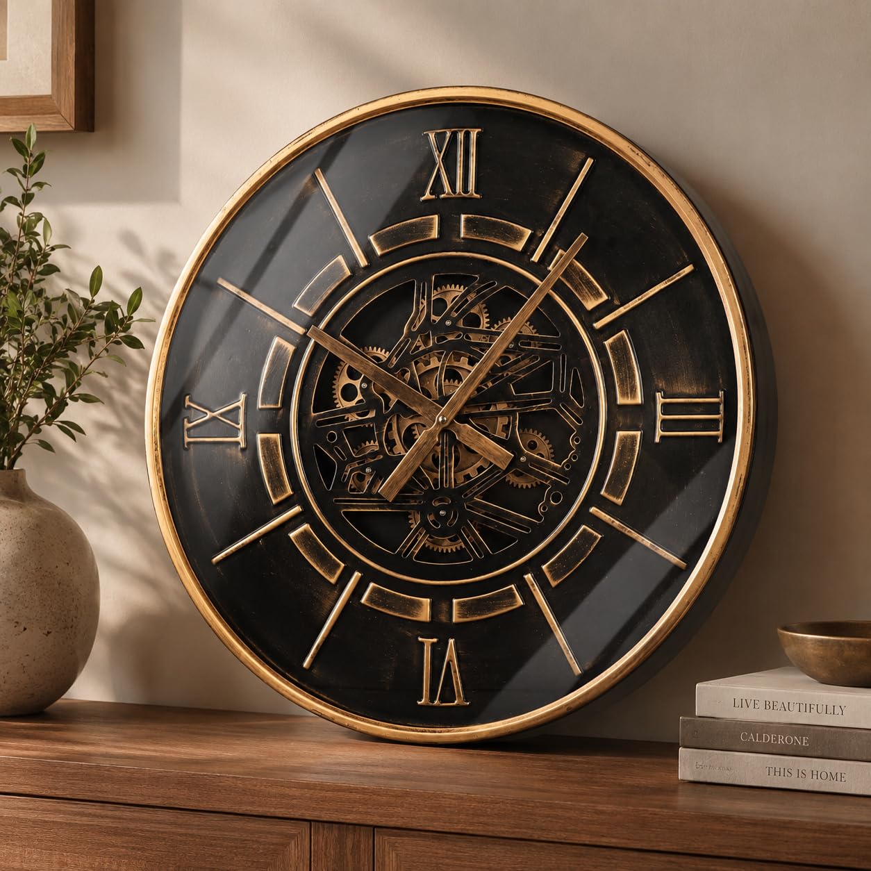 October Elf 60cm Large Wall Clock Real Moving Gear-11