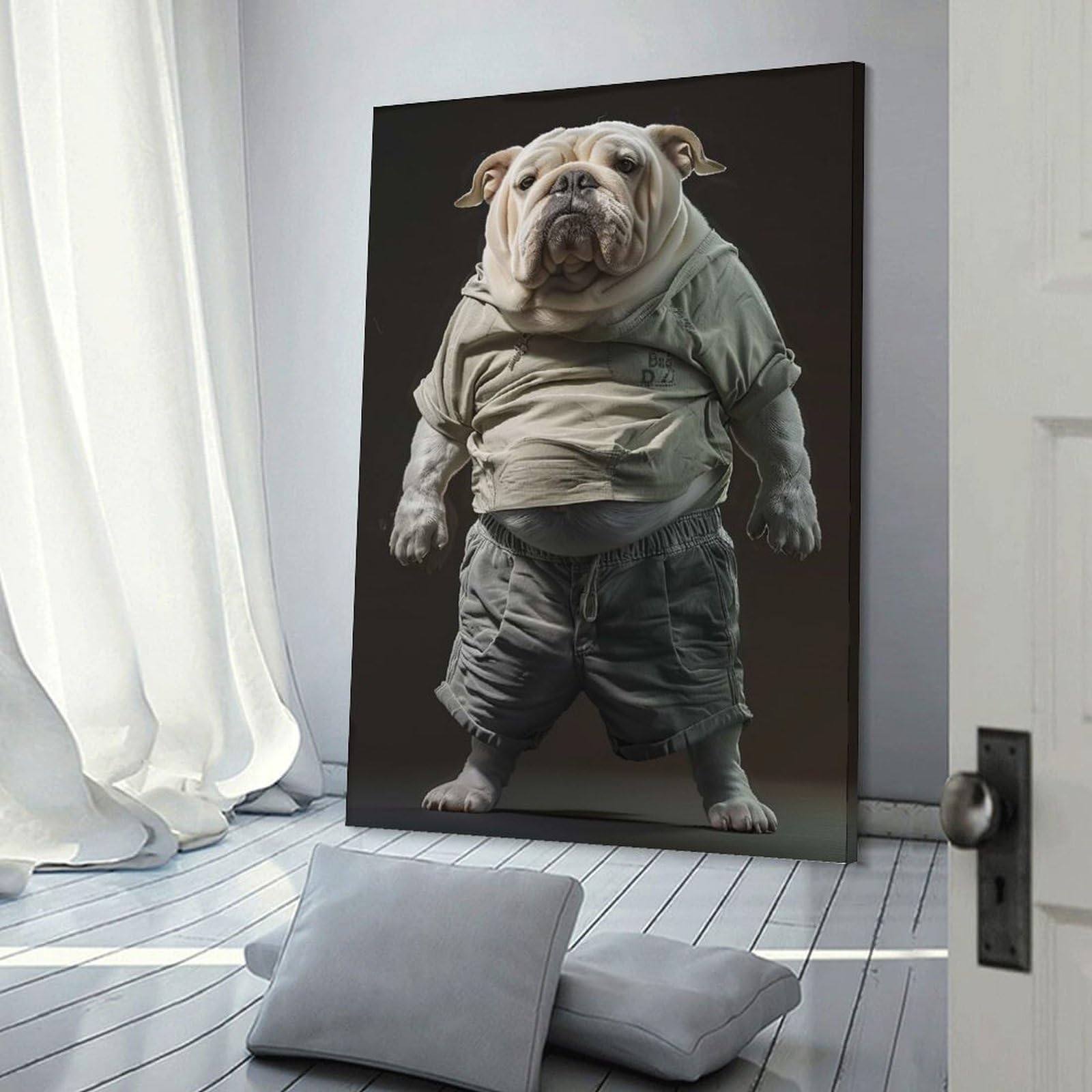 Junmoney Dog Fat Home Decor Wall Art 20x30inch(50x75cm), for Art Walls, Layered Displays Or Homes, A Versatile Canvas Print for Layering