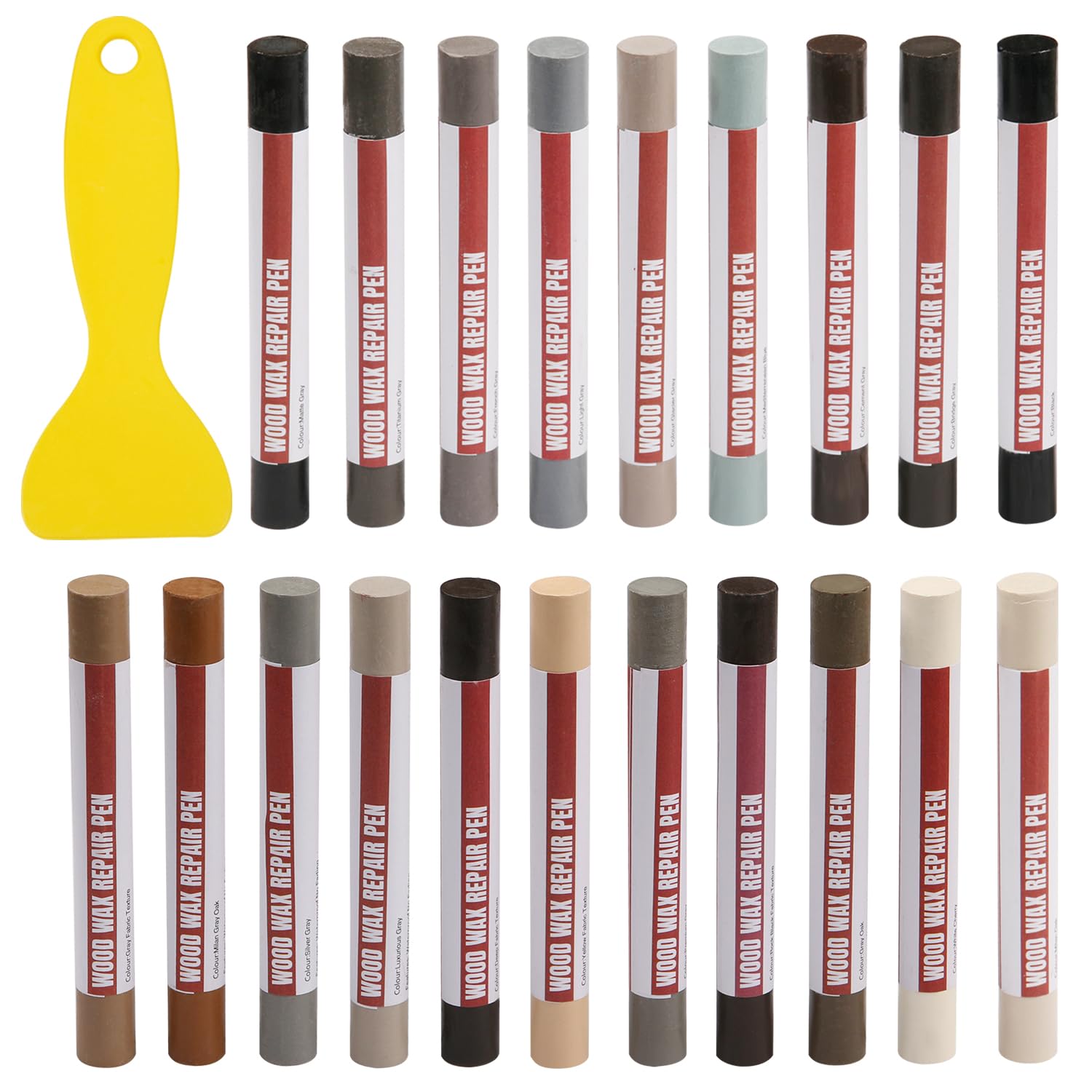 YIEMI Wood Filler Sticks 20 Colors Repair Wax Sticks Kit Furniture Touch Up Crayons for Repairing Scratches Holes Cracks Wood Floor Tables Cabinets Doors Hardwood(Gray Series)