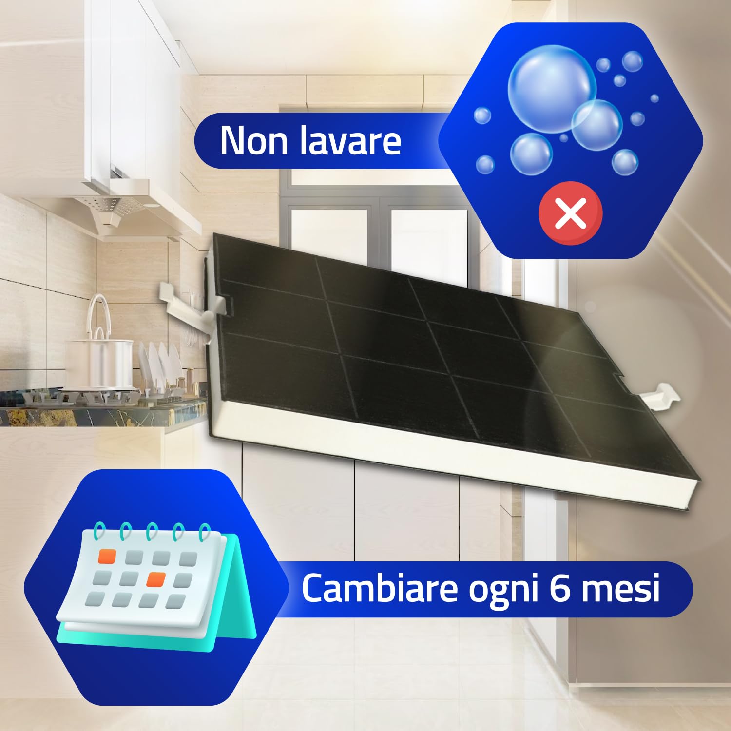 Filtro Carbone Attivo Cappa Aspirante Cucina 295x200x24mm per Bosch