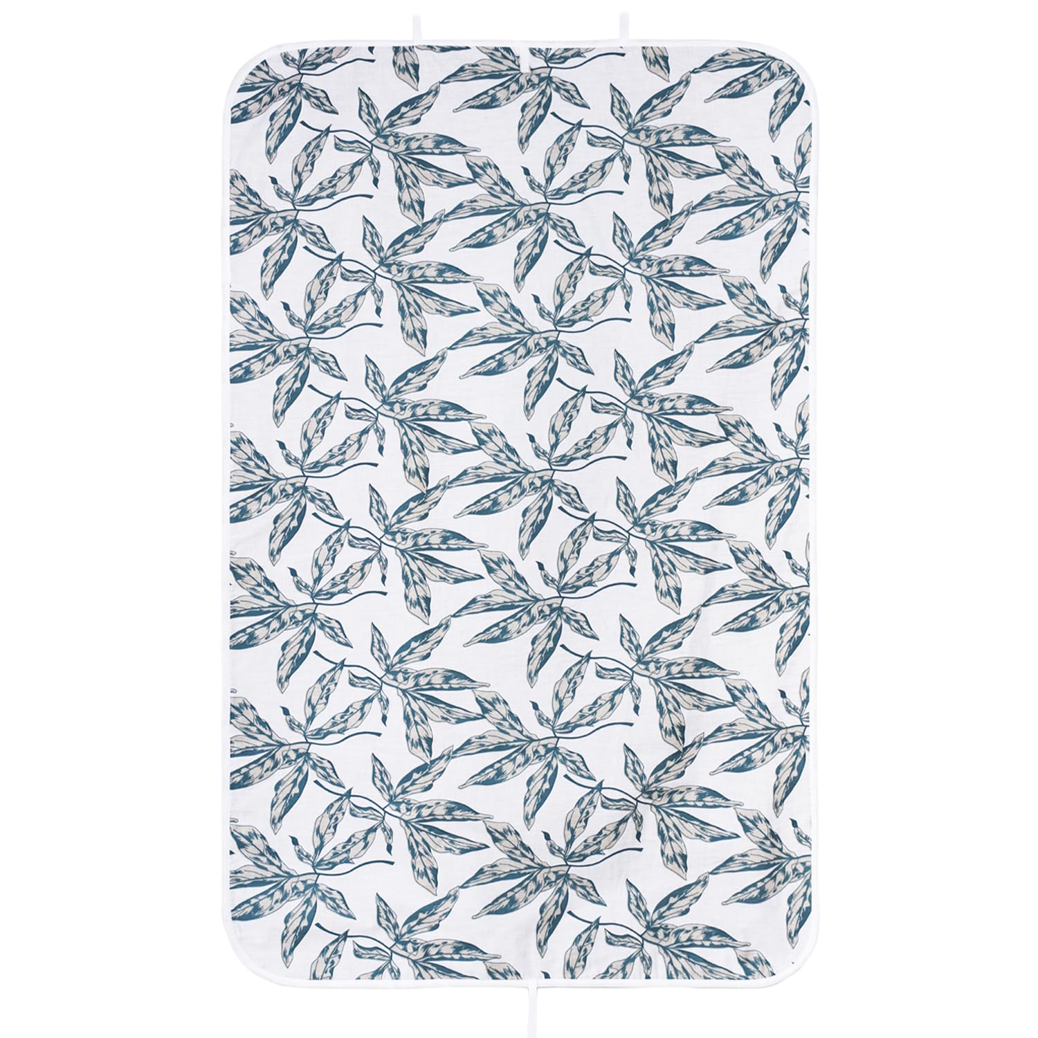 Umiin Ironing Mat, 75 ร 120 cm, Portable Ironing Pad with Cotton Top and 6 mm Thick Felt Padding, Green Leaves