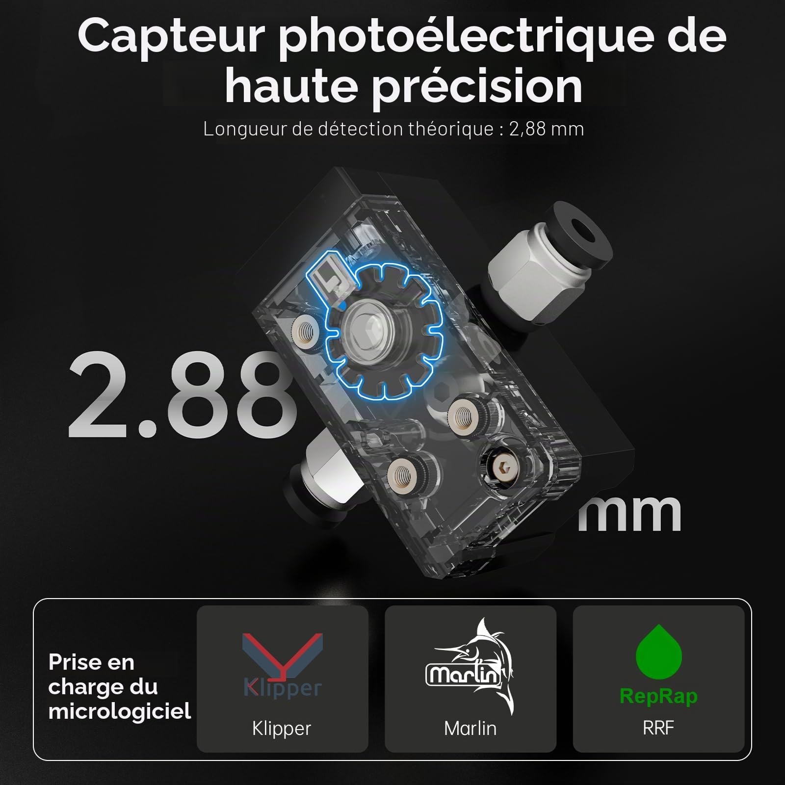 BIGTREETECH SFS V2.0 Capteur de Filament Intelligent Bi-Directionnel Photoélectrique pour Filament 1.75mm - Compatible avec SKR Mini E3 V3.0, Manta M8P, Octopus Pro, BTT Pi