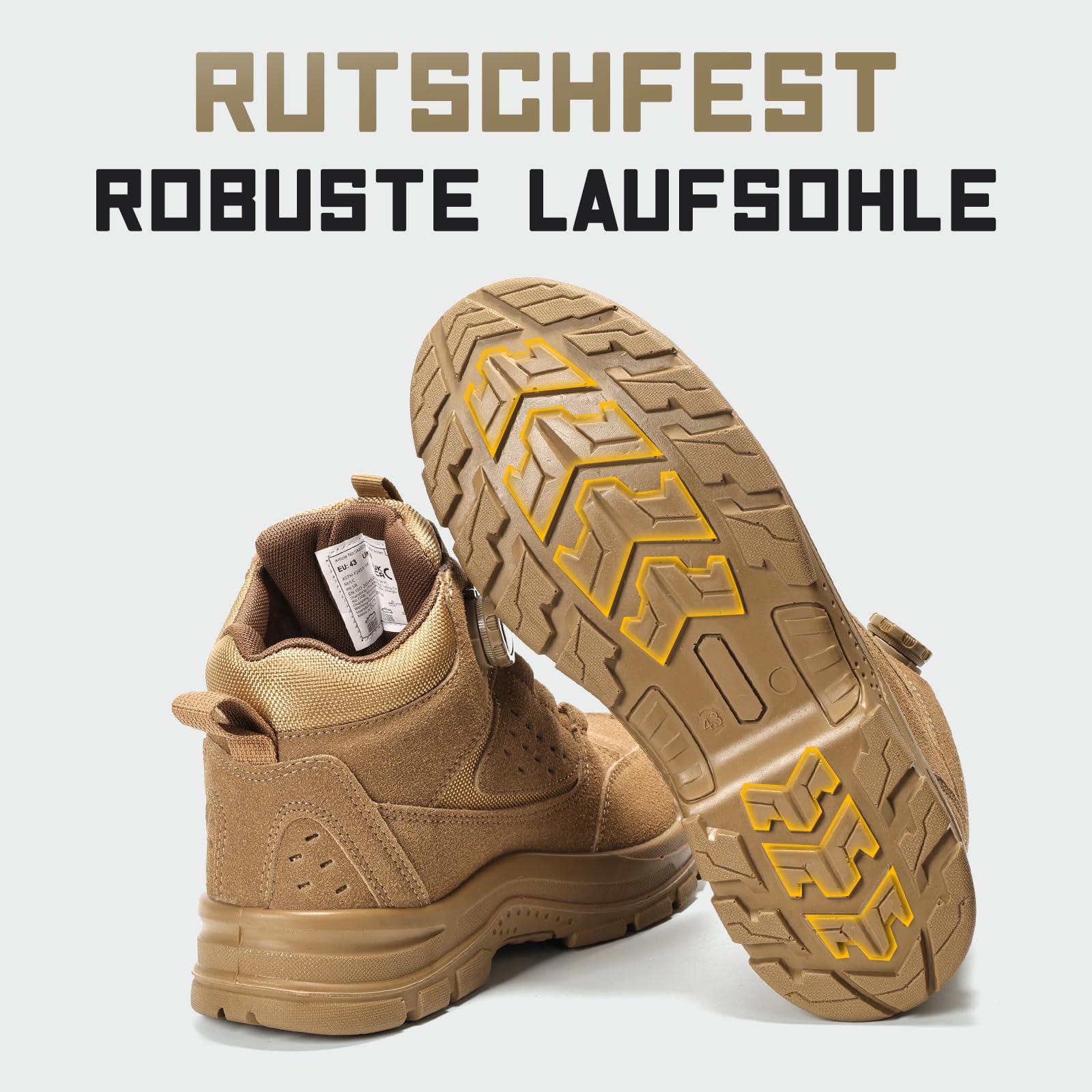 Furuian Arbeitsschuhe Herren Sicherheitsschuhe Herren Arbeitsschuhe Damen | Leicht Stahlkappenschuhe mit Drehverschluss, Hoch und Rutschfest, Sportlich Design, Pannensicher, für Fabrik, Lager, Garten