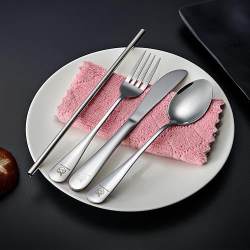 Miniatura 4 de Boulder Bee Juego de utensilios de viaje  Juego de cubiertos reutilizables para acampar  Juego de cubiertos de acero inoxidable  Juego de cubiertos