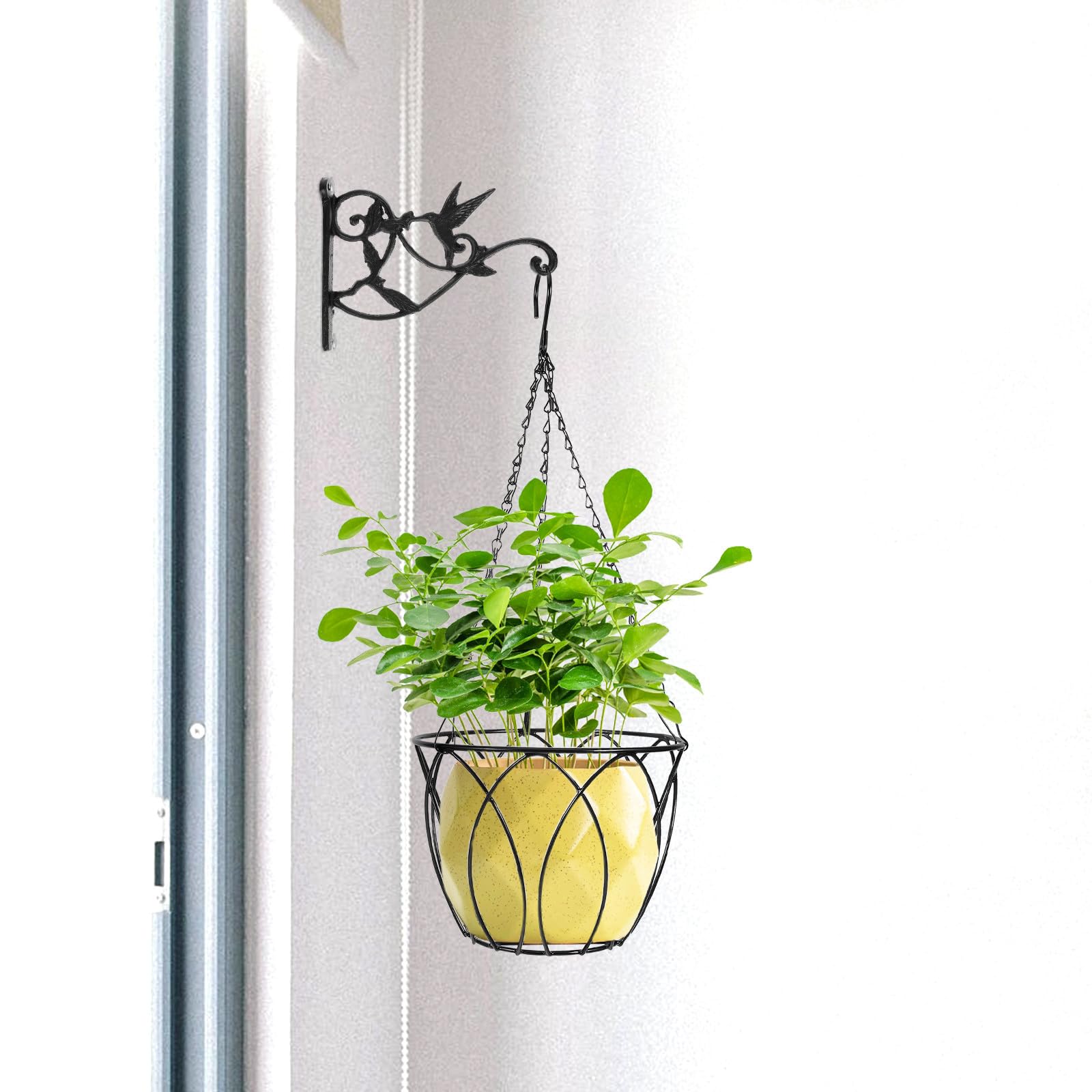 Supporto Portavasi da Appendere in Ferro per Balcone, Fioriera Sospesa Resistente alle Intemperie Ganci, Portavaso Sospeso per Piante da Esterno e Giardino