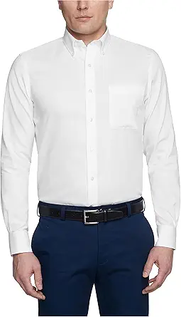 Tommy Hilfiger Men's Regular Fit Non Iron Solid Button Down Collar
