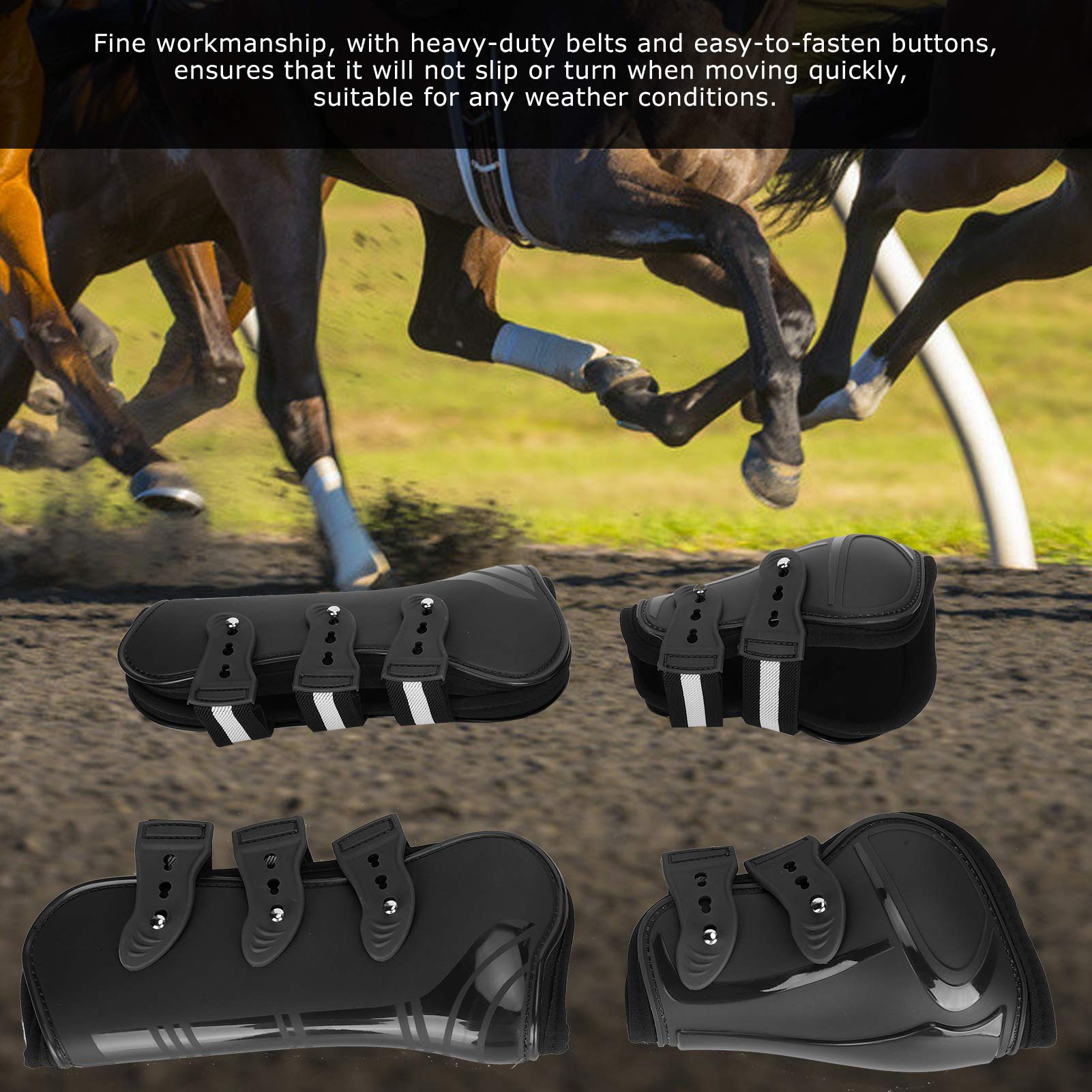 Hidyliu Proteggi Gamba per Cavallo Ispessito con Cinture Resistenti per Comfort e Protezione 2 unità Nere (#1)