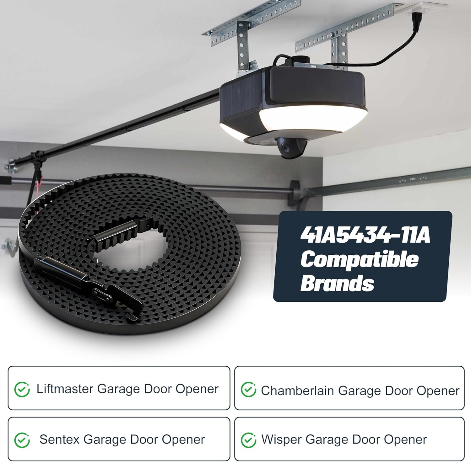 41A5434-11A Garage Door Drive Belt, 234" Whisper Drive Belt for 7ft High Garage Doors, Compatible with Multiple Models of Chamberlain/Craftsman/Liftmaster Garage Door Openers