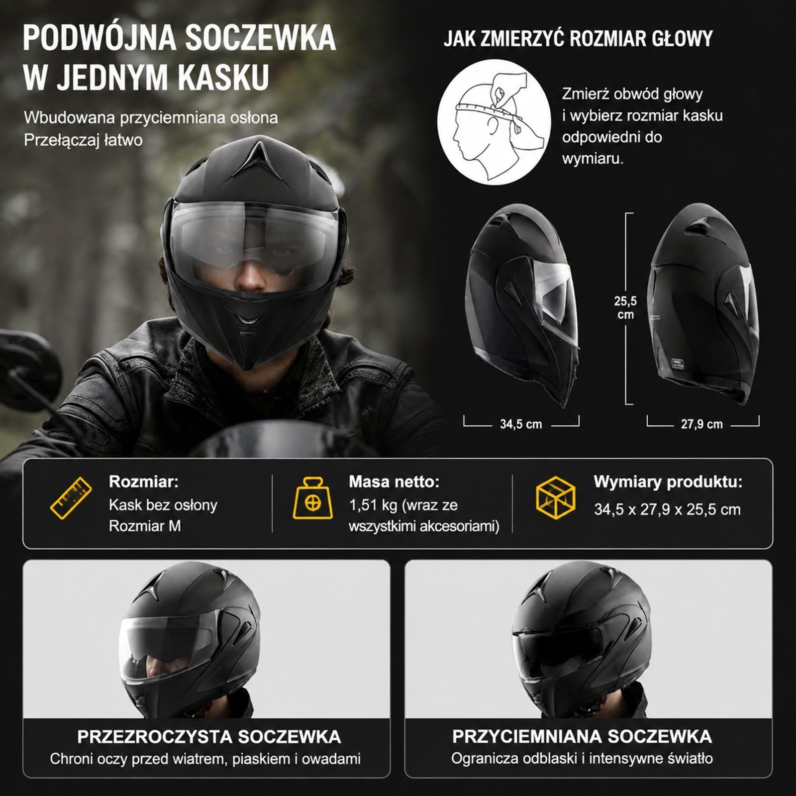 Kask motocyklowy bez maski, styl motocrossowy do jazdy drogowej i terenowej