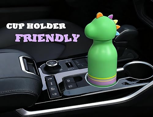 Miniatura 5 de DLOCCOLD Botella de agua aislada de acero inoxidable con cabeza de animal de dinosaurio suave desmontable