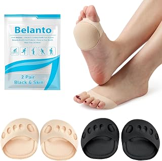 Belanto 2 pair Forefoot Pads for Women High Heels, Non-Slip Toe Topper Socks Reusable Ball of Foot Cushions Honeycomb Fabr... Price In India