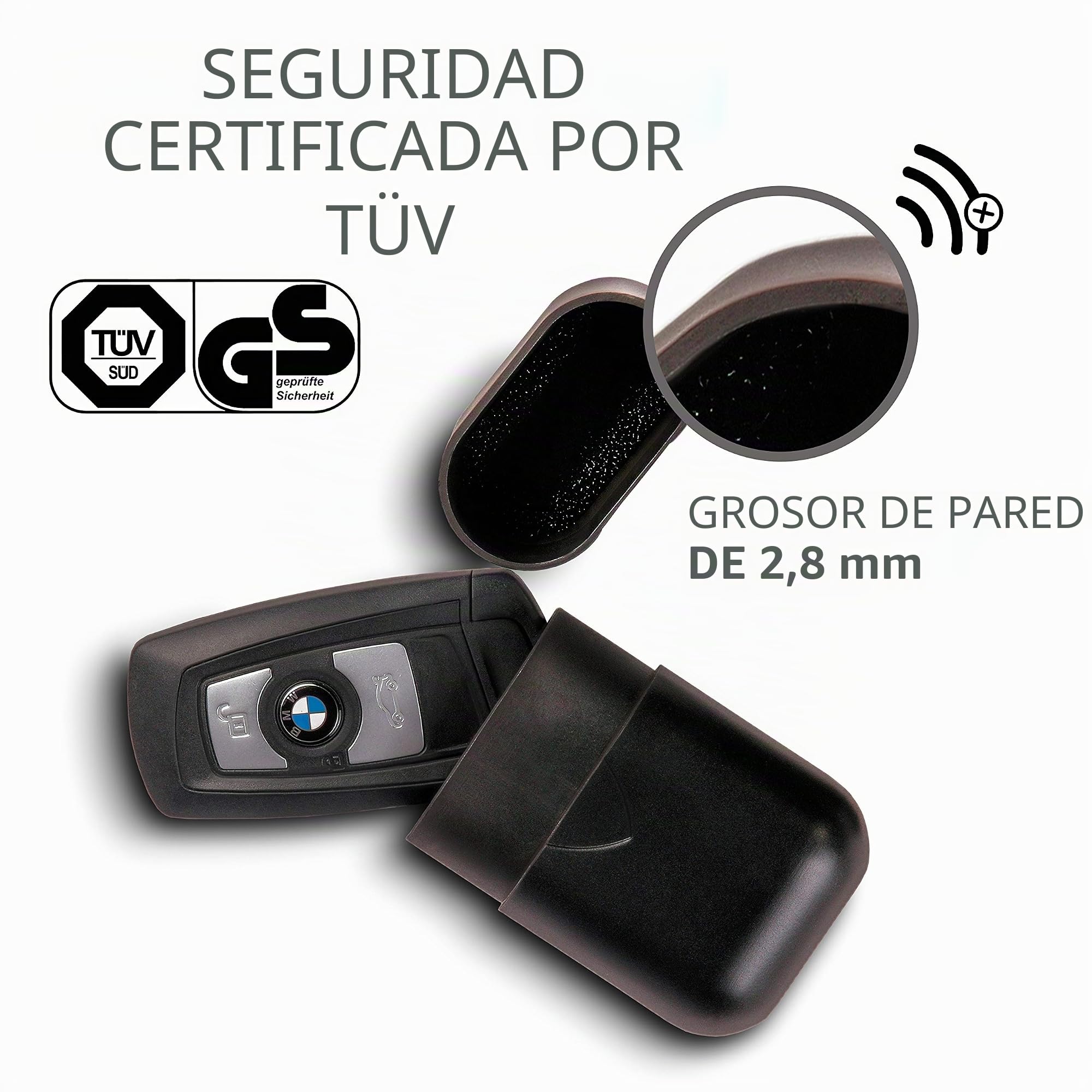 Keyless Go Protección de la Llave del Coche | ITV Certificado de la Señal de Aluminio Anodizado | Caja RFID | para Todas las Llaves RFID