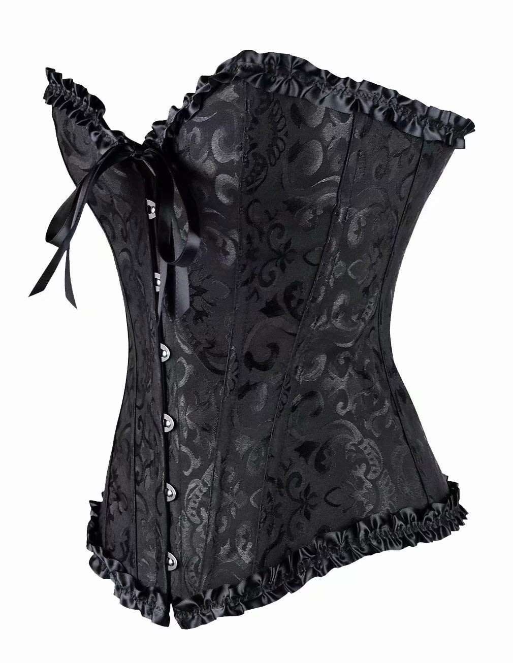 Bustiers Corsets Bridal Lingerie Lace up Black Satin Boned Corset Women