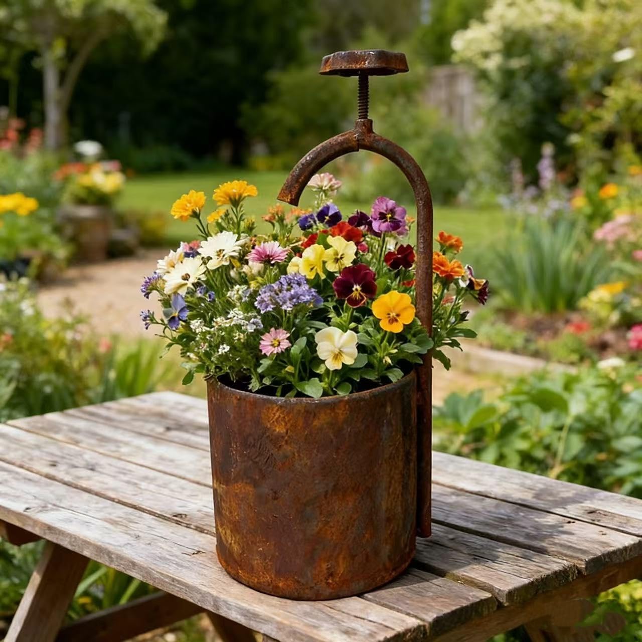 Wasserhahn aus Edelrost zum Bepflanzen Dekorieren Außenwasserhahn in Rostoptik 30 x 14 x 14 cm Rost Pflanzschale Blumentopf Windlicht Gartendeko Rostdeko (Wasserhahn)