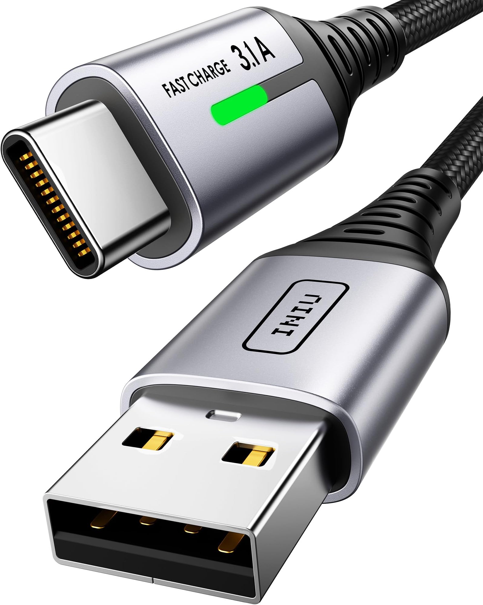USB C Charger Cable 6.6ft, 3.1A USB A to Type C Fast Charging Cable, Zinc Alloy Braided USB-C Data Cord for iPhone 15 Pro Max Samsung S24 S21 S10 A15 Google Pixel 7 LG V30 Moto, etc.