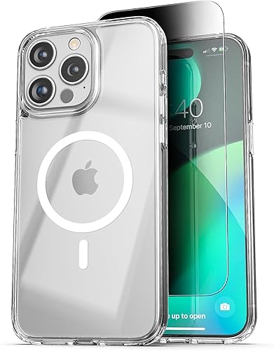 Miniatura 6 de ENCASED Funda de privacidad, diseñada para iPhone 15 Pro Max (2023), funda transparente delgada con protector de pantalla antiespía, vidrio templado