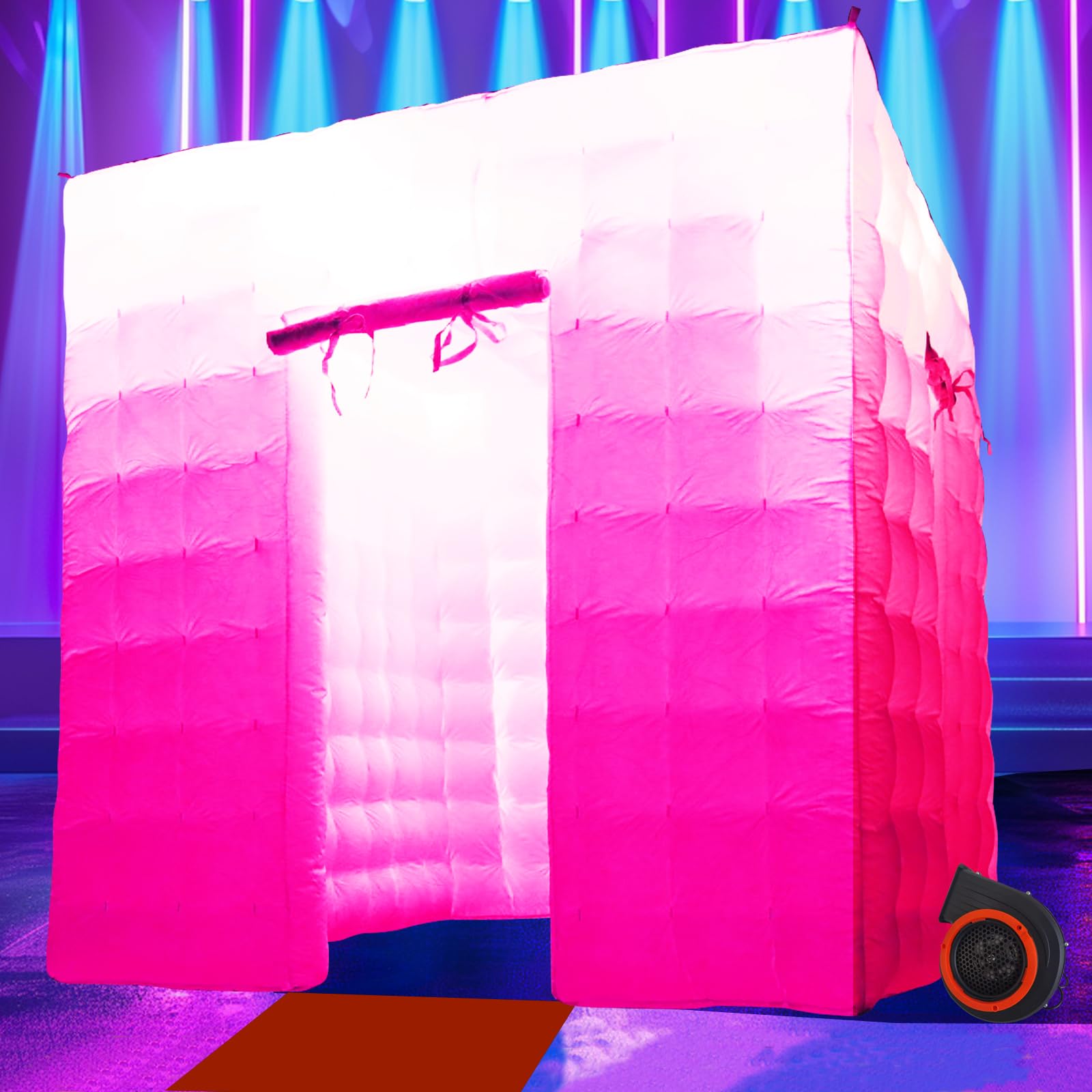 Yuhuya Inflatable Photo Booth Enclosure，2 Doors White 9.2x9.2x9.2Ft,Inflatable Photo Booth Built-in LED Light Strip and Blower for Party Wedding Event