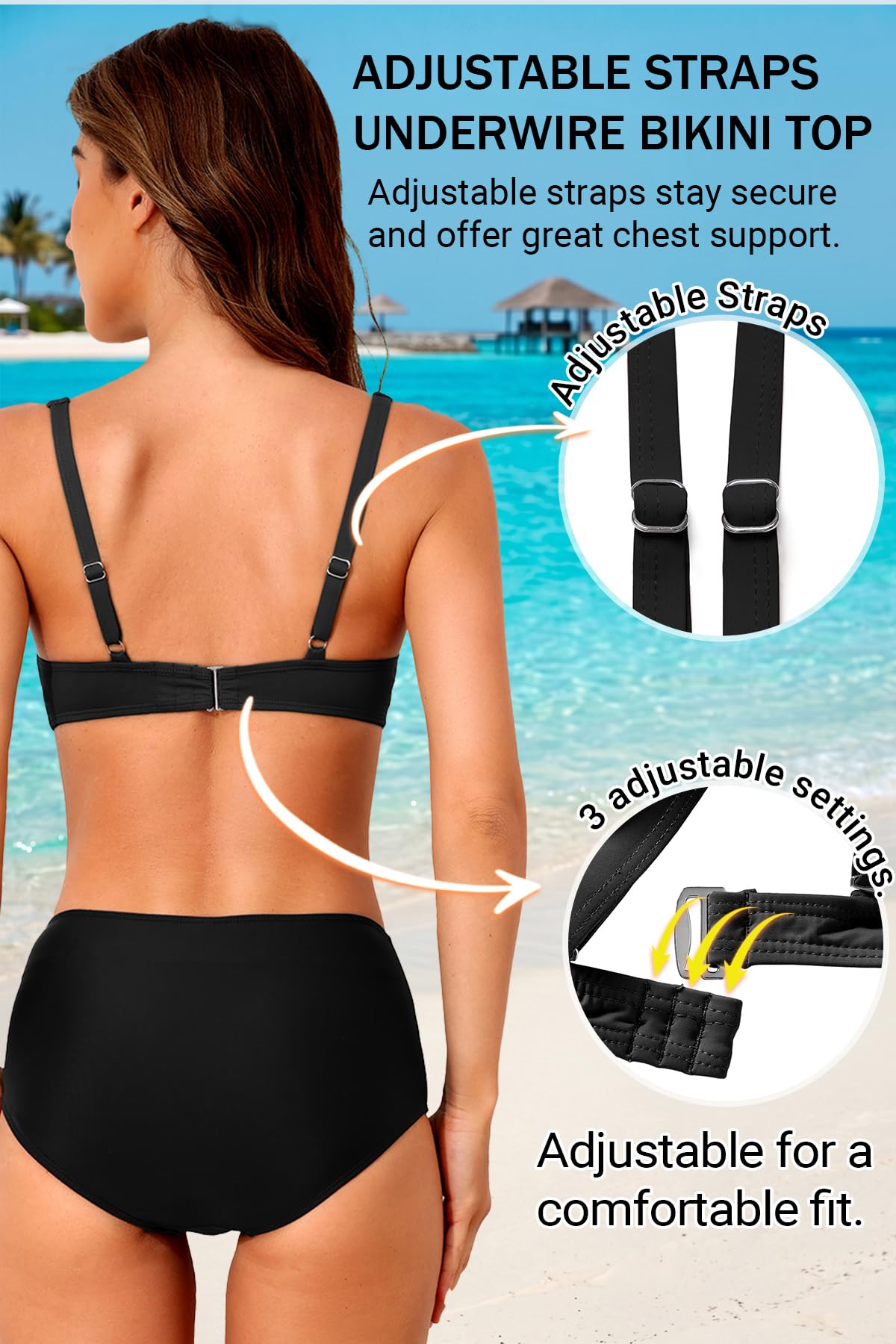 Top bikini da donna con ferretto - Costume da bagno push-up 2025 con reggiseno imbottito