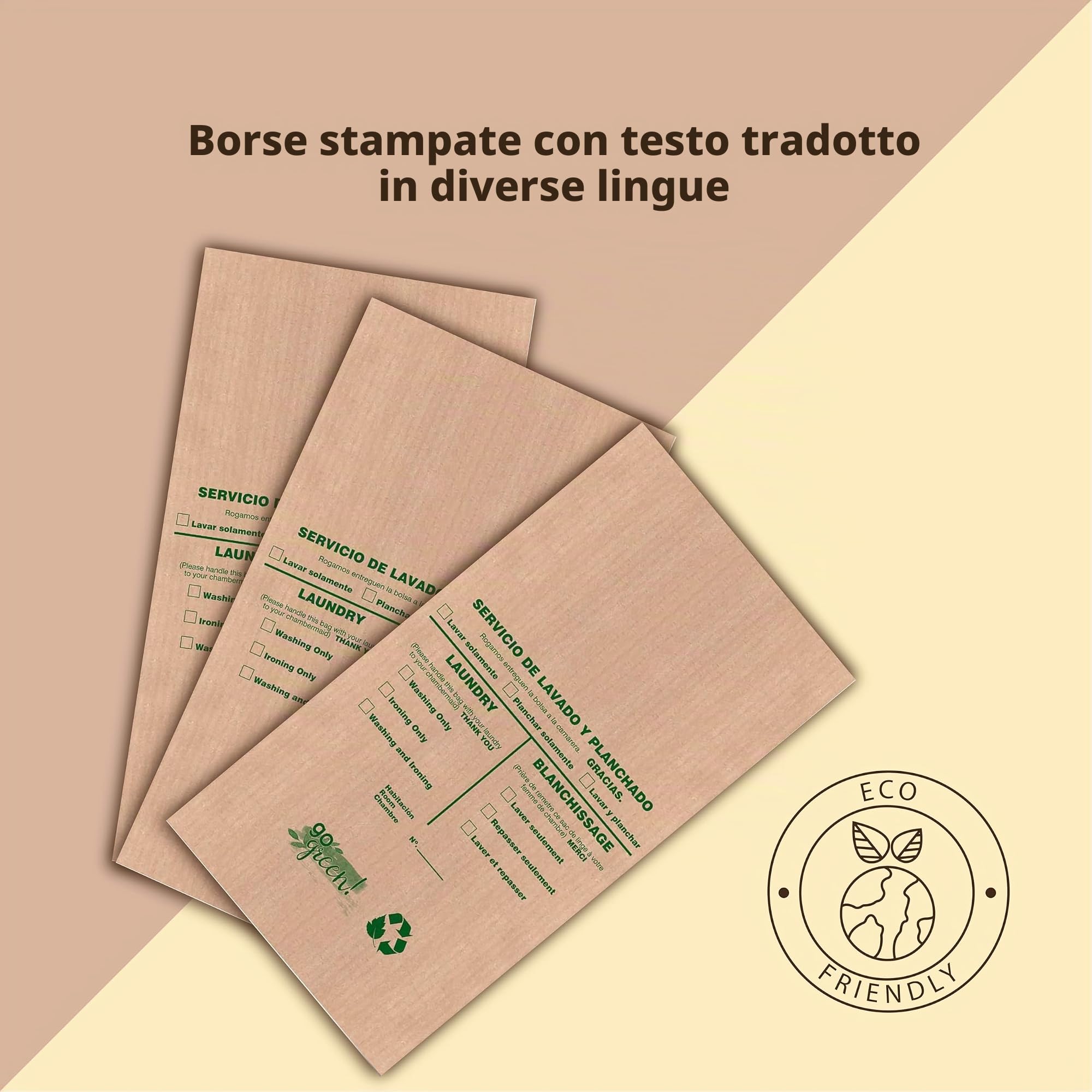 250 Sacchetti per lavanderia Eco usa e getta | Buste biodegradabili per il servizio lavanderia degli hotel| 100% sostenibile ed ecologica | 100% Made in Spain
